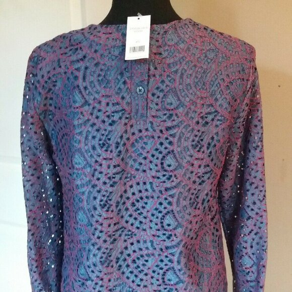 NWT Banana Republic Blue & Red Womens Lace Blouse - Picture 4 of 5